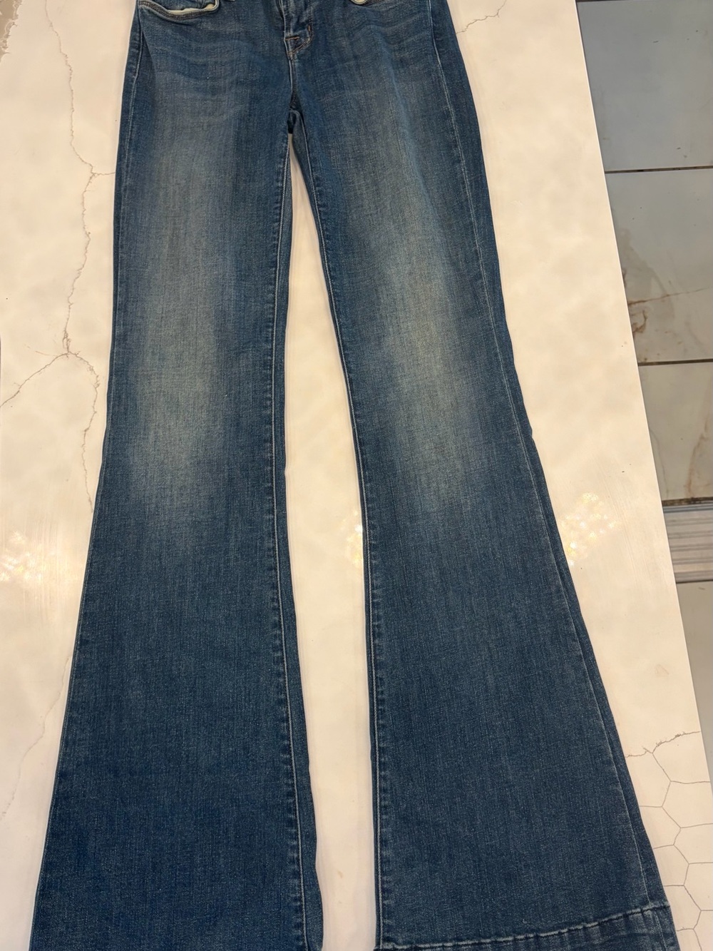 J Brand Medium Wash Flared Jeans in Blue